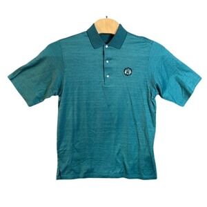 Carnoustie Mens Teal Micro Stripe Mercerized Cotton Polo Army Navy Country L